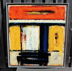 Henk Lassche - Ingelijste olieverf op doek: "Moderne compositie" (groot!) kopen? Bied vanaf 999!