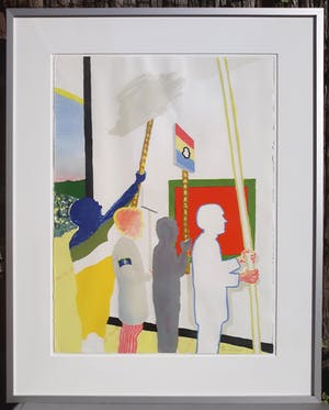Roger Raveel - De schilderijenoptocht, litho (mooi ingelijst, groot) kopen? Bied vanaf 1050!