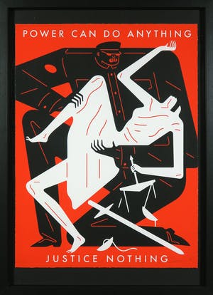 Cleon Peterson - Zeefdruk, Power can do anything, Justice nothing - Ingelijst kopen? Bied vanaf 1!