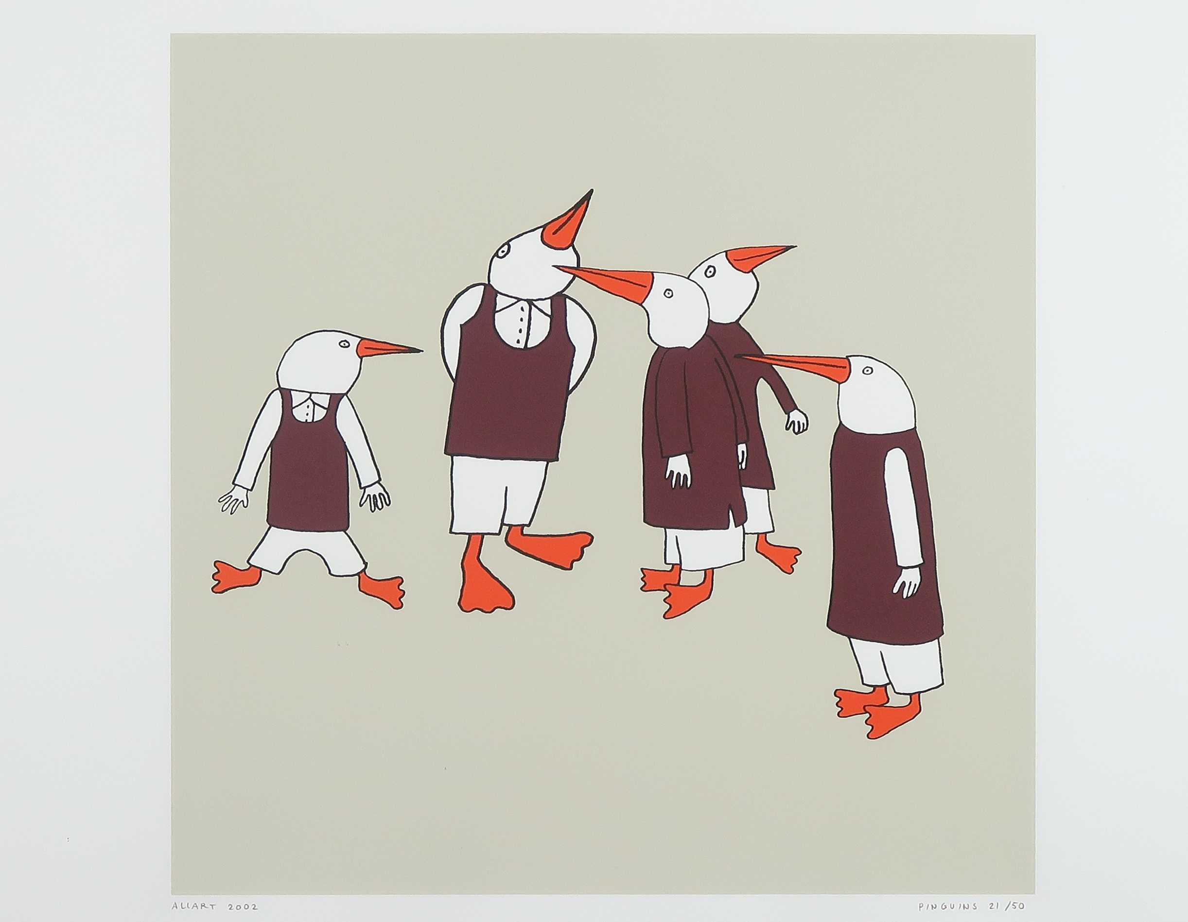 Jeroen Allart - Zeefdruk, Pinguins - Ingelijst kopen? Bied vanaf 1!