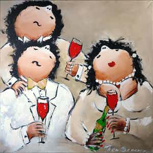 Theo Broeren - Acryl op doek, Rose verkocht voor € 80!