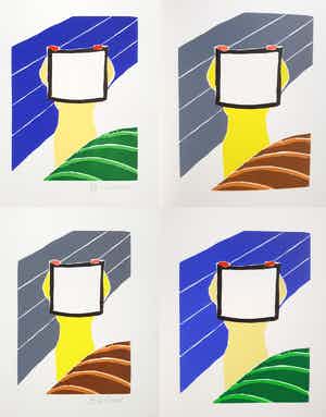 Roger Raveel - Hersenslag, complete uitgave met 4 houtsneden verkocht voor € 1295!