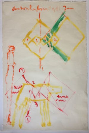 Anton Heyboer - Acrylverf op papier. Titel,"Eerste vrouw, Tweede vrouw". kopen? Bied vanaf 130!