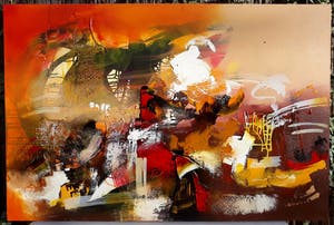 William Malucu - Abstracte compositie, olieverf op doek (ingelijst, groot!) kopen? Bied vanaf 300!