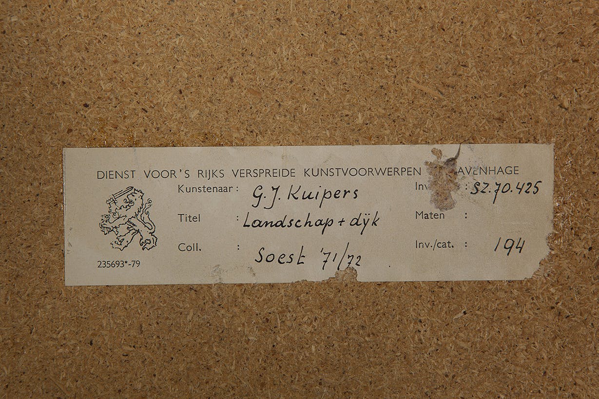 Geerhard Kuipers - Landschap met dijk - 1972 - Ets op papier kopen? Bied vanaf 5!