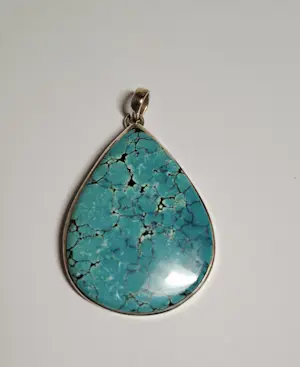 In nieuwstaat Een grote zilver  hanger met Natuurlijke Turkoois Edelsteen kopen? Bied vanaf 85!