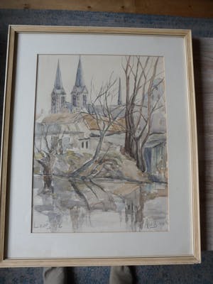 Niet of onleesbaar gesigneerd - Aquarel. Stadsgezicht van Leur uit 1972. kopen? Bied vanaf 1!