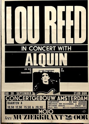Lou Reed - Iconische MOJO concertposter 1973 Concertgebouw Amsterdam kopen? Bied vanaf 250!