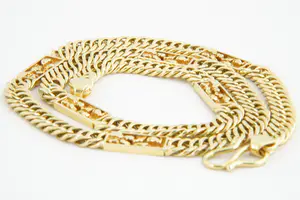 59 - Lang Surinaams 18Krt geel-gouden zg. "Piet-Piet"of Nugget collier - gekeurd kopen? Bied vanaf 2460!