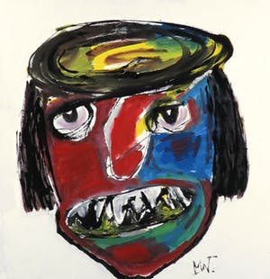 Martin van Wordragen - Olieverf op doek, De Grijns - Ingelijst kopen? Bied vanaf 1!