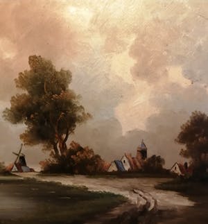 Niet of onleesbaar gesigneerd - Hollandse School (20e eeuw) - van Schaik??? - Dorp aan het water kopen? Bied vanaf 1!