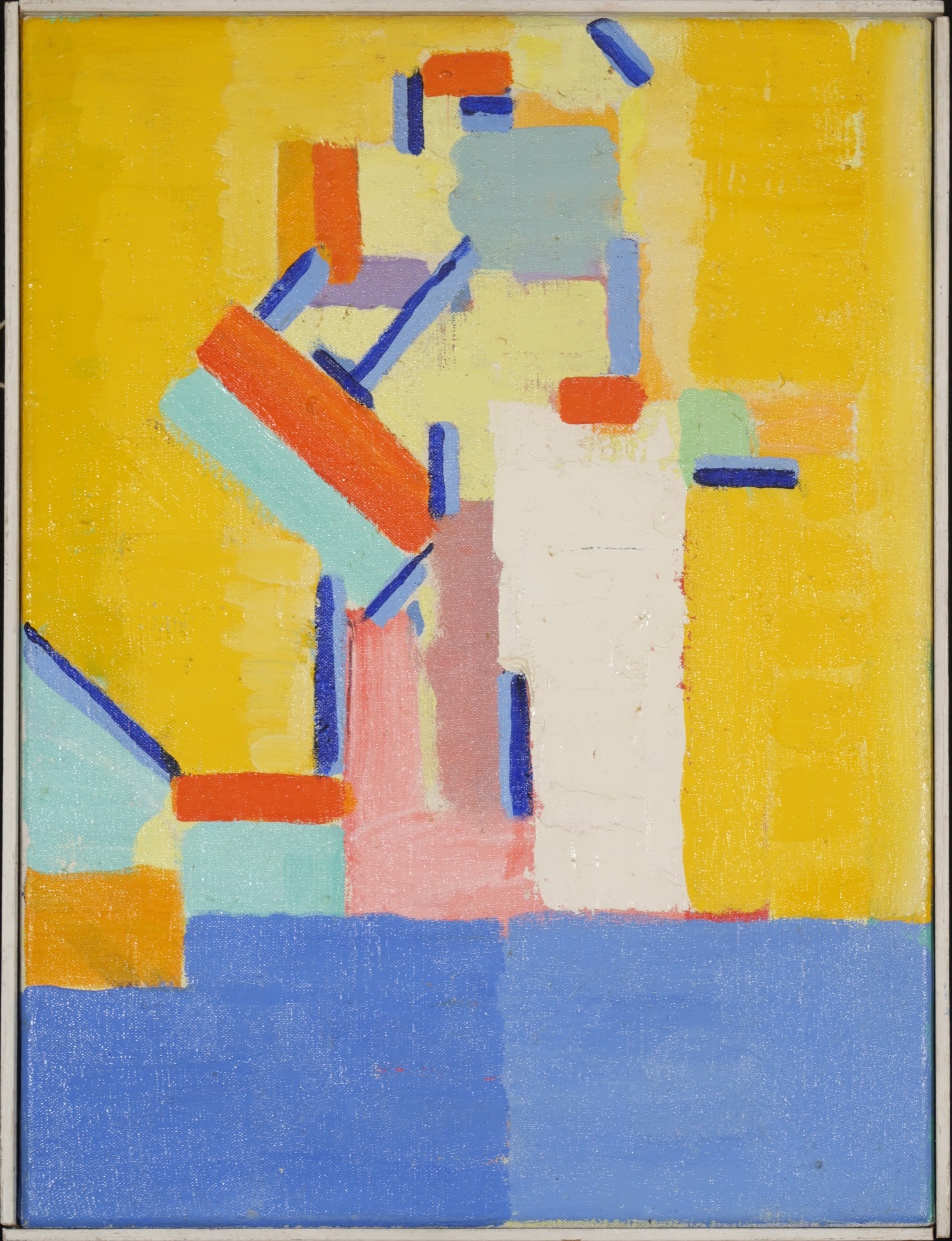 Jaap Hillenius - Olieverf op doek, Abstract bloemstilleven - Ingelijst  verkocht voor € 750!