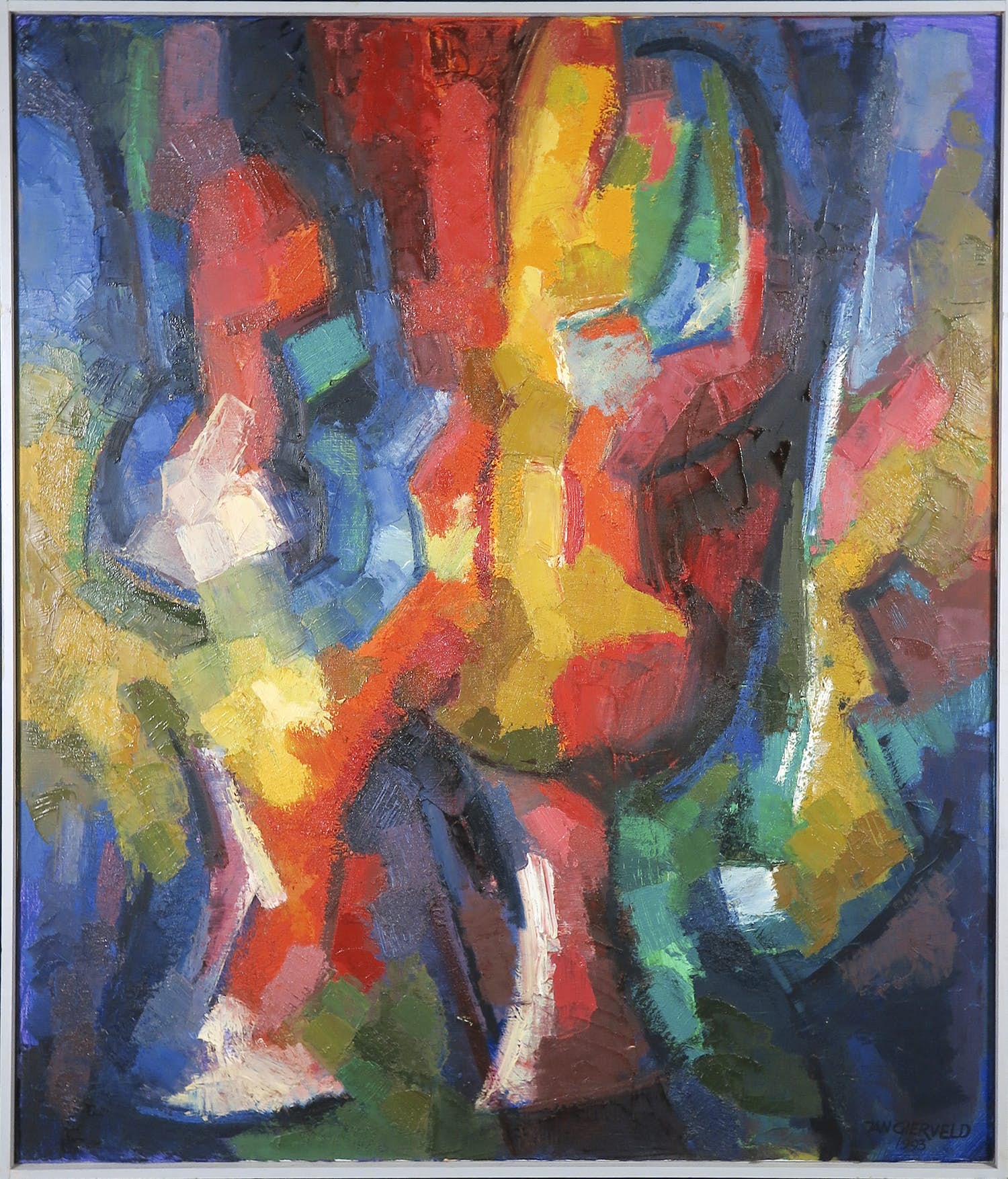 Jan Gierveld - Olieverf op doek, Abstracte compositie - Ingelijst (Groot) kopen? Bied vanaf 250!