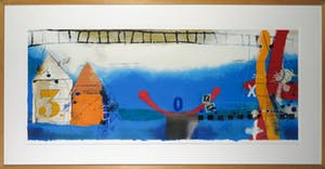 Theo Koster - Zeefdruk, Zonder titel (Liggend blauw) - Ingelijst (Zeer groot) kopen? Bied vanaf 40!