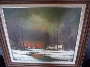 Niet of onleesbaar gesigneerd - Olie verf op doek, Winter landschap kopen? Bied vanaf 1!