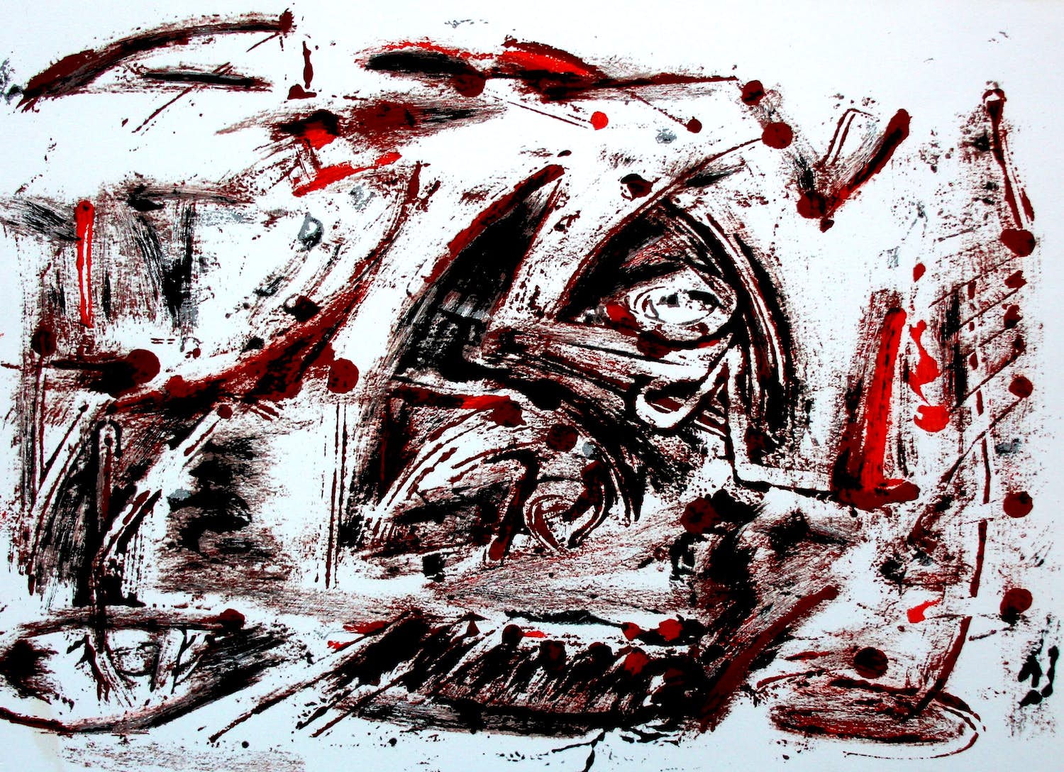 Theo Wolvecamp - litho: Abstracte compositie - 1987 verkocht voor € 1!
