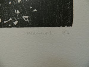 Manuel Kurpershoek - houtsnede met titel: vanuit de bus kopen? Bied vanaf 47!