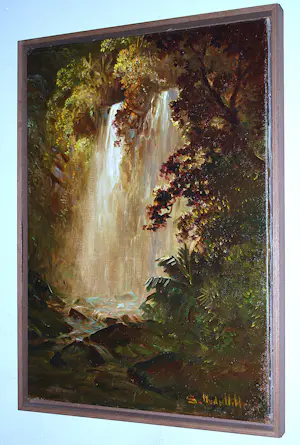 Soedjono Abdullah - Indonesië, een waterval - olieverfschilderij kopen? Bied vanaf 295!