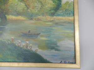 Rene De Coninck - Landschap met visser kopen? Bied vanaf 95!