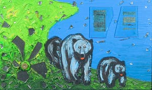 Ivo Kamphuis - Olieverf en collage op multiplex, Alive - Ingelijst kopen? Bied vanaf 1!