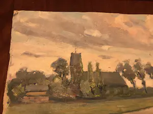 Ewoud de Kat - Zicht op dorpskerk te (vermoedelijk) Zeeland kopen? Bied vanaf 45!