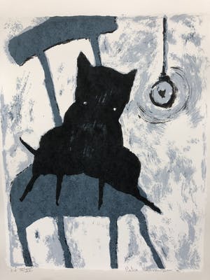 Peter Bastiaanssen - Hondje op stoel II zwart/wit kopen? Bied vanaf 45!