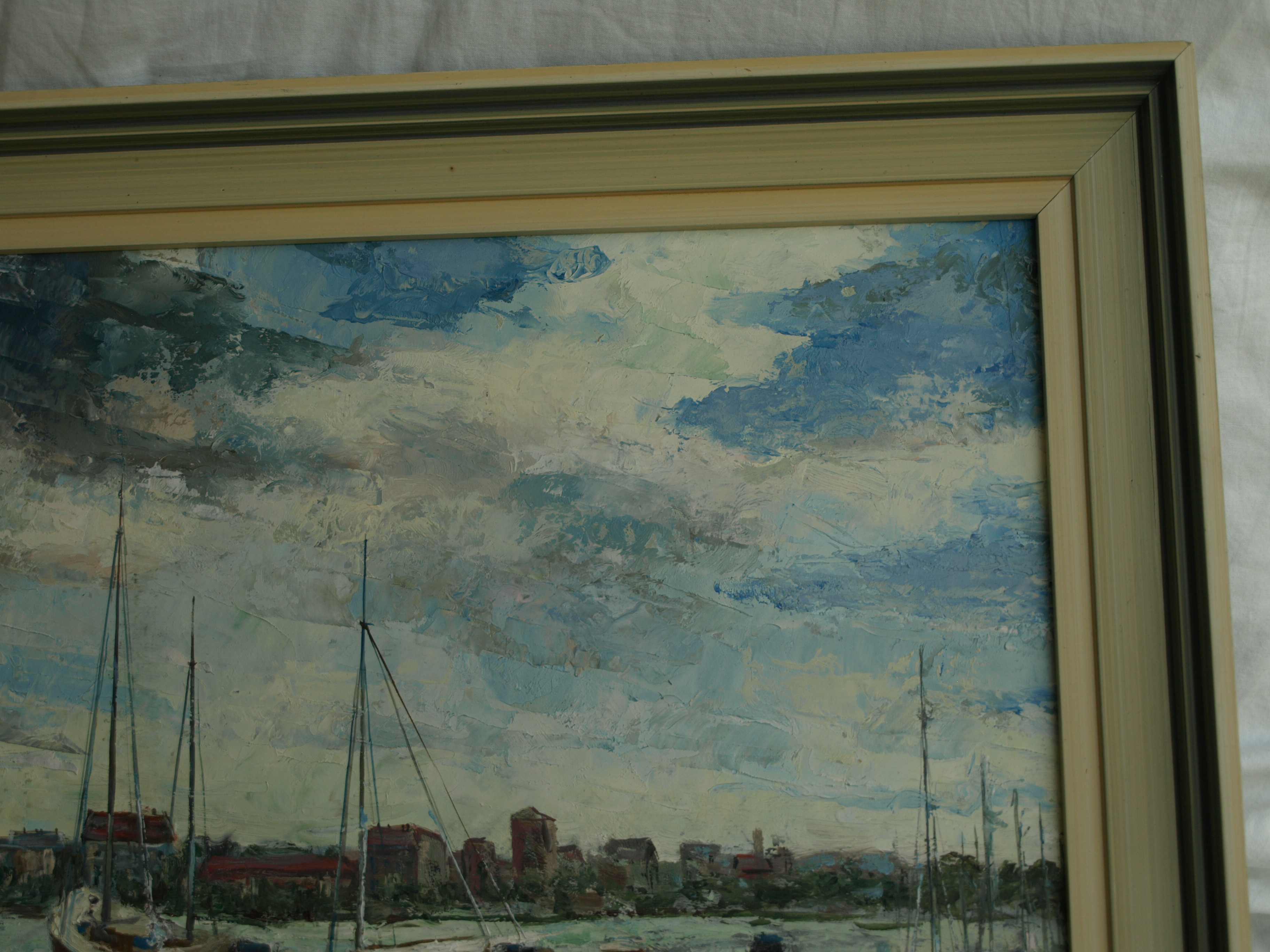 Niet of onleesbaar gesigneerd - Olieverf op board – Havengezicht – gesigneerd & ingelijst  kopen? Bied vanaf 1!