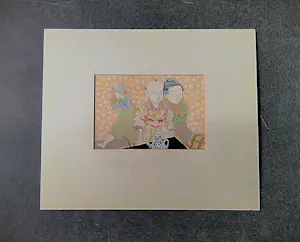 Heidi Daamen - gemengde techniek (gouache, pastel e.a.) 1974 - Japanse figuren - gesigneerd kopen? Bied vanaf 68!