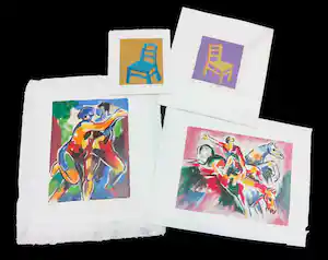 Paule Nolens - & Christine Steffens - Lot van vier werken op papier verkauft für € 80!