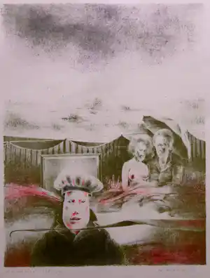 Wout Muller - WONDERKIND / KLEURLITHO / 51x41cm / KADER / SIG / 1971 verkocht voor € 35!