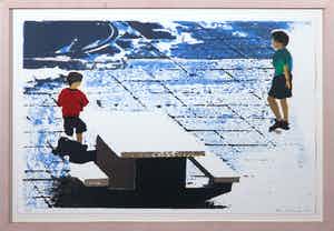 Koen Vermeule - Zeefdruk, Zonder titel - Ingelijst verkocht voor € 60!