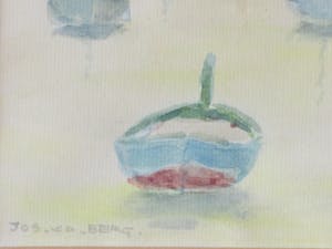 Jos van den Berg - Havengezicht bij kalm weer - Aquarel kopen? Bied vanaf 50!