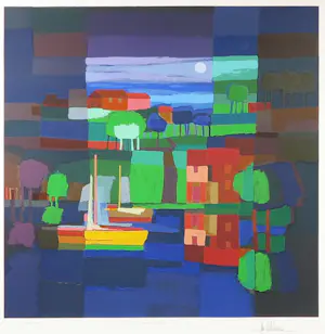 Ton Schulten - Zeefdruk, Aan het meer kopen? Bied vanaf 350!