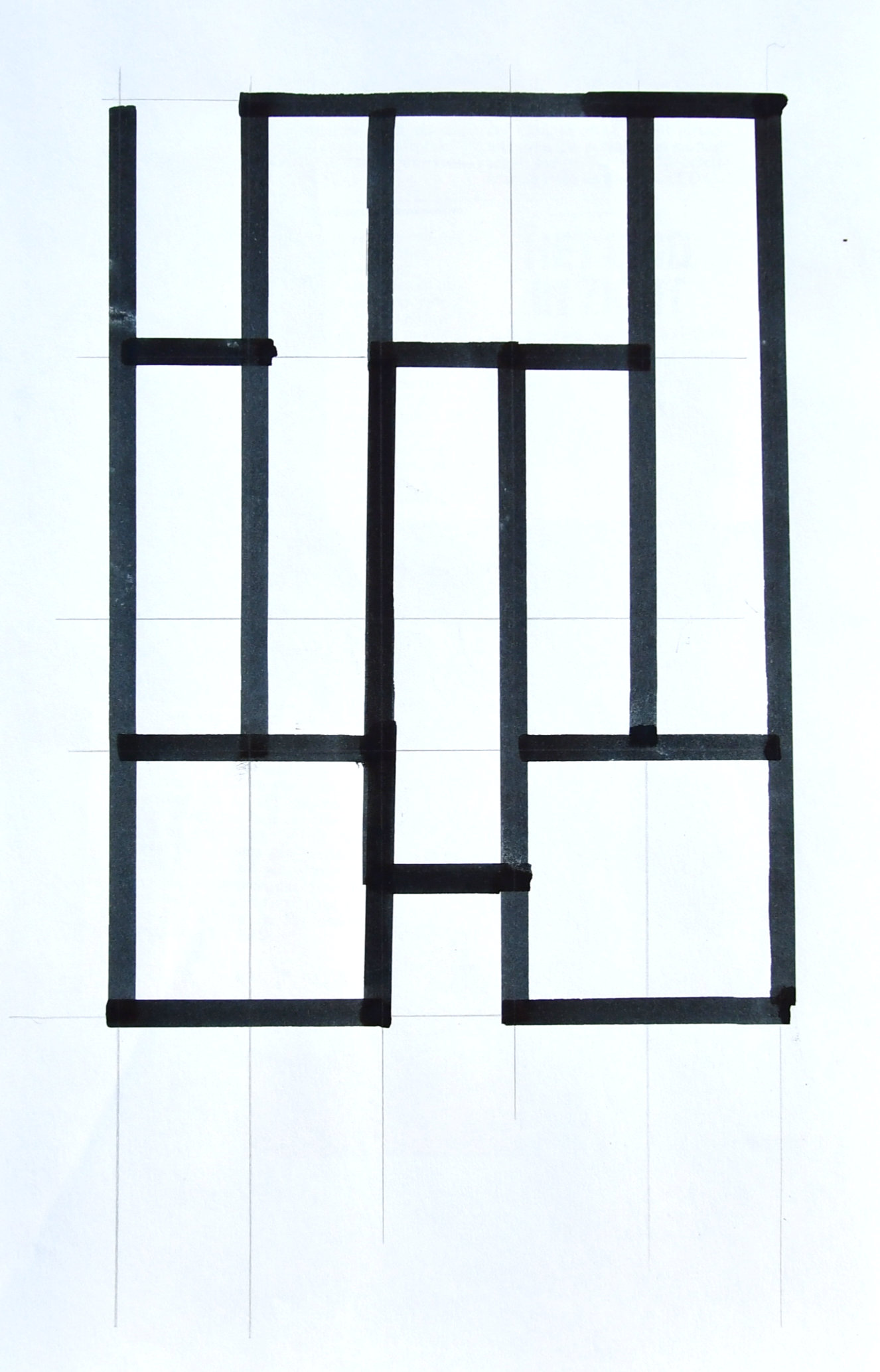 Siep van den Berg - # CONSTRUCTIVISTISCHE COMPOSITIE in pen # 1990, mint verkocht voor € 39!