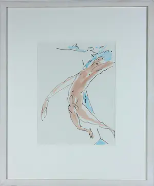 Harry Thoolen - Aquarel en stift, Man I en Man II - Ingelijst (Mooie set van 2) kopen? Bied vanaf 70!