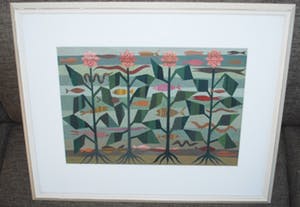 Geni Peter - vissen en bloeiende planten - abstracte gouache uit 1947(!) kopen? Bied vanaf 180!