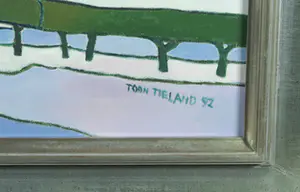 Toon Tieland - Olieverf op doek, De roze hoeve (Vlaanderen) - Ingelijst kopen? Bied vanaf 2800!