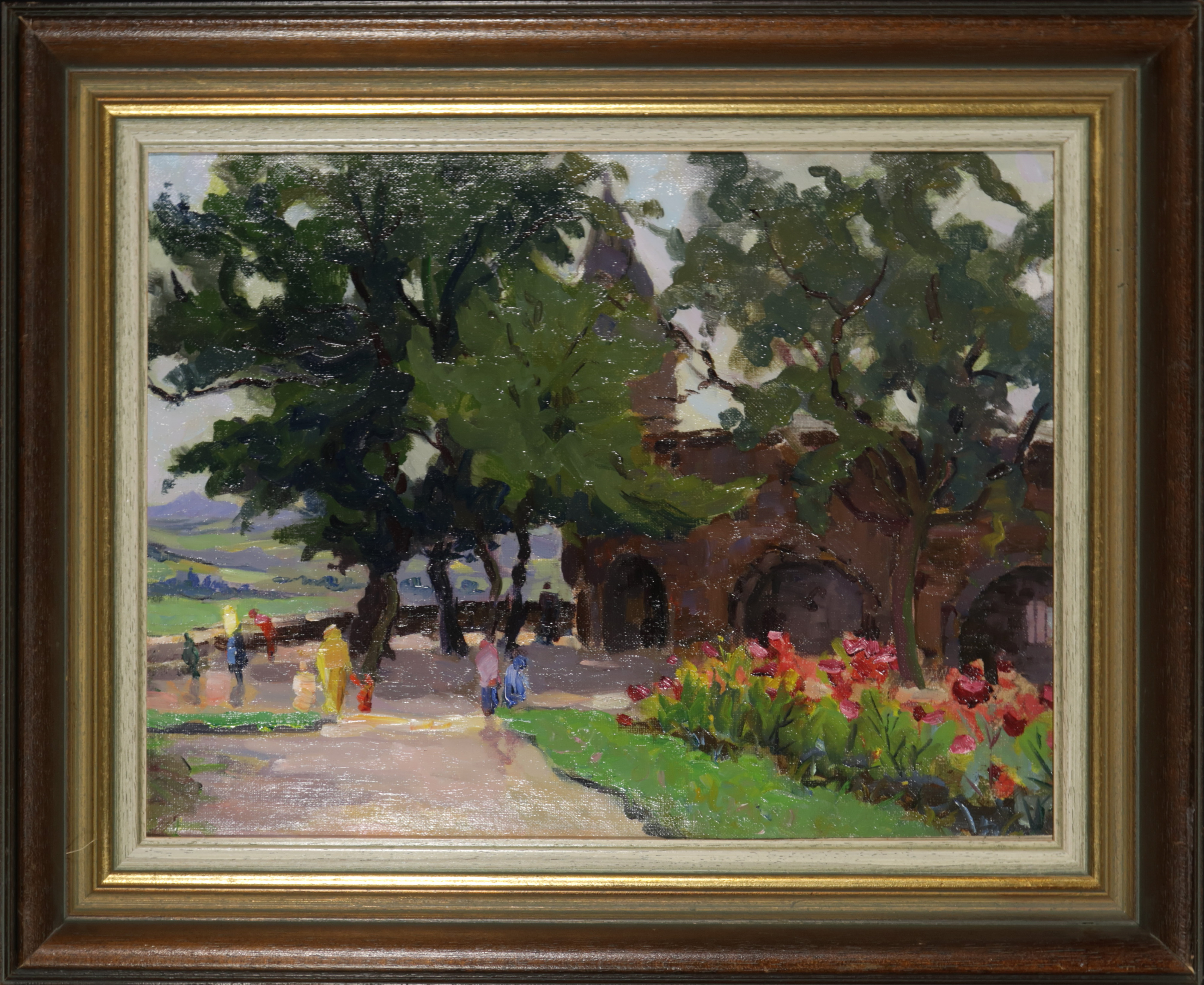 Jaap de Ruig - Olieverf op doek, Kloostertuin - Ingelijst verkocht voor € 60!