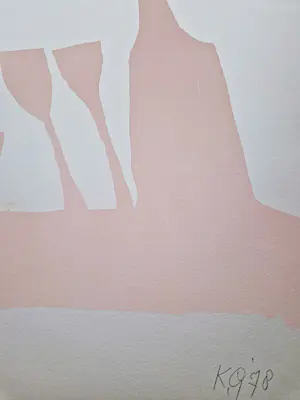 Klaas Gubbels - 1978 - een mooie "roze" Lithografie - "servies met wijnfles en glazen" - gesign kopen? Bied vanaf 58!