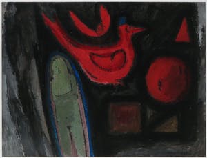 Theo van der Horst - Olieverf op papier, Vrouw met vuurvogel - Ingelijst kopen? Bied vanaf 35!