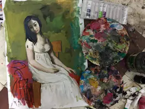 Peter Klashorst - Model sitting in bedroom - Mooi formaat - Handgesigneerd !!! kopen? Bied vanaf 60!