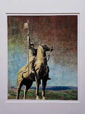 Annemarie Petri - Magnifieke gemengde techniek (o.a.collage) "de Krijger" - handgesigneerd -1999 kopen? Bied vanaf 20!