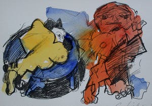 Jan Sierhuis - met de hand ingekleurde litho (aquarel) - 1974 kopen? Bied vanaf 55!