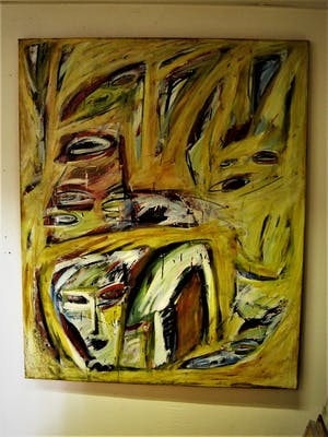 Niet of onleesbaar gesigneerd - Heftig neo Expressionistisch "nieuwe Wilden" schilderij. - GROOT!! kopen? Bied vanaf 1!