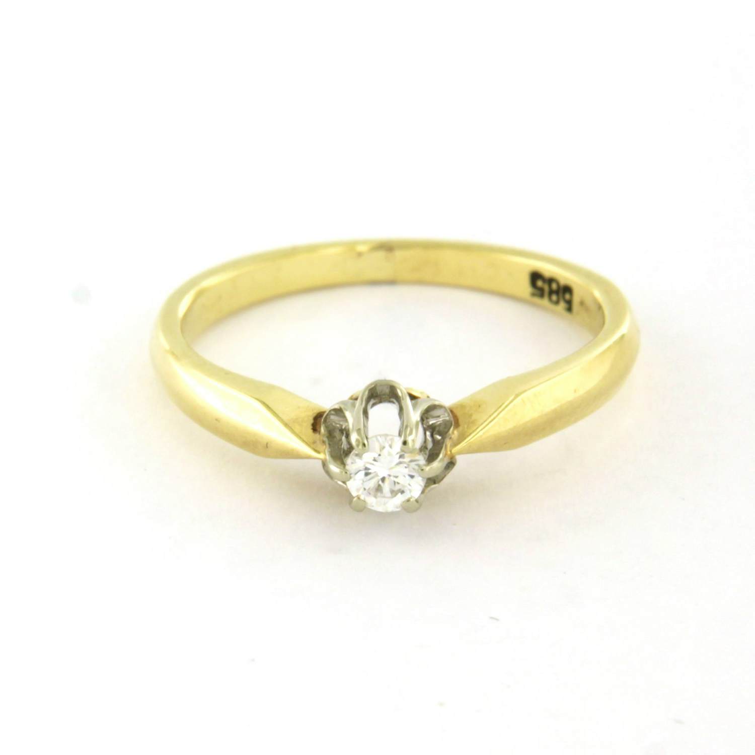14k bicolour gouden solitair ring met briljant geslepen diamant tot. 0.10ct kopen? Bied vanaf 210!