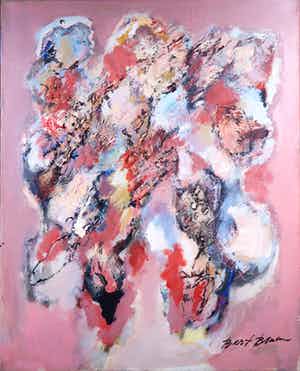 Bert Braam - Acryl op doek, Abstracte voorstelling verkocht voor € 1!