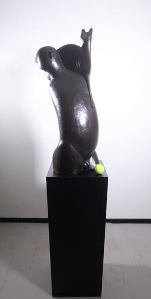 Peter Harskamp - Brons, Man met kat (Zeer groot en zwaar) kopen? Bied vanaf 1500!