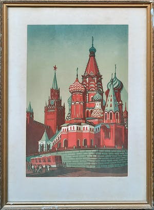 Niet of onleesbaar gesigneerd - Basiliuskathedraal Moskou - ingelijst - 21866 kopen? Bied vanaf 1!