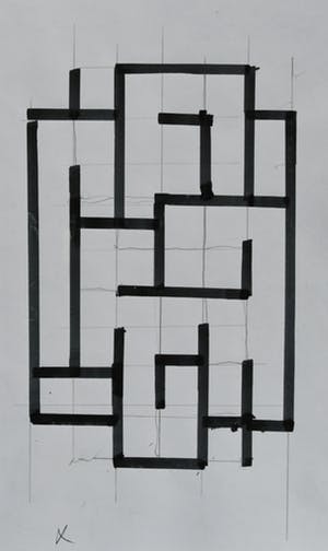 Siep van den Berg - # CONSTRUCTIVISTISCHE COMPOSITIE in pen # 1990, mint kopen? Bied vanaf 39!