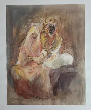 Cees Bantzinger - Echtpaar. Gemengde techniek. Noord Afrika? kopen? Bied vanaf 149!